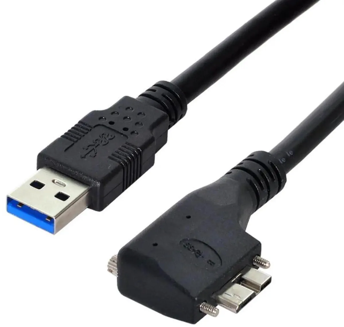 SMUGDESK SMUGDESK 90 Degree USB 3.0 Male to Micro-B Male Extension Cable with Panel Mount Screws, 3.0M — product photo