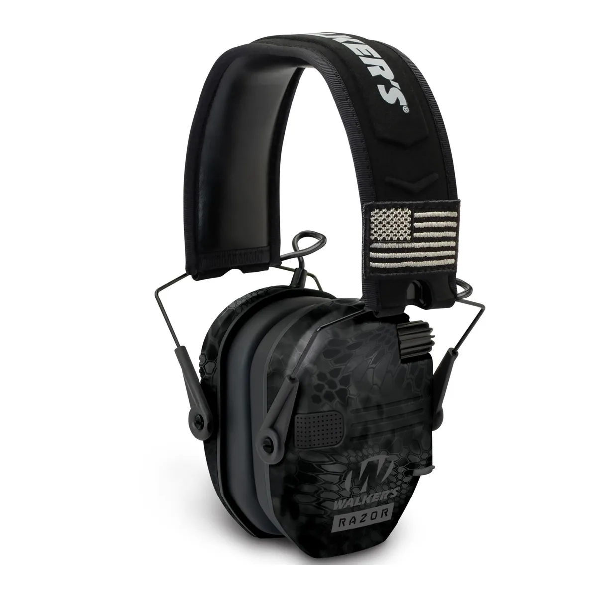 Walkers Walkers Razor Patriot Ultra Low-Profile Electronic Muffs Kryptek Camo — product photo