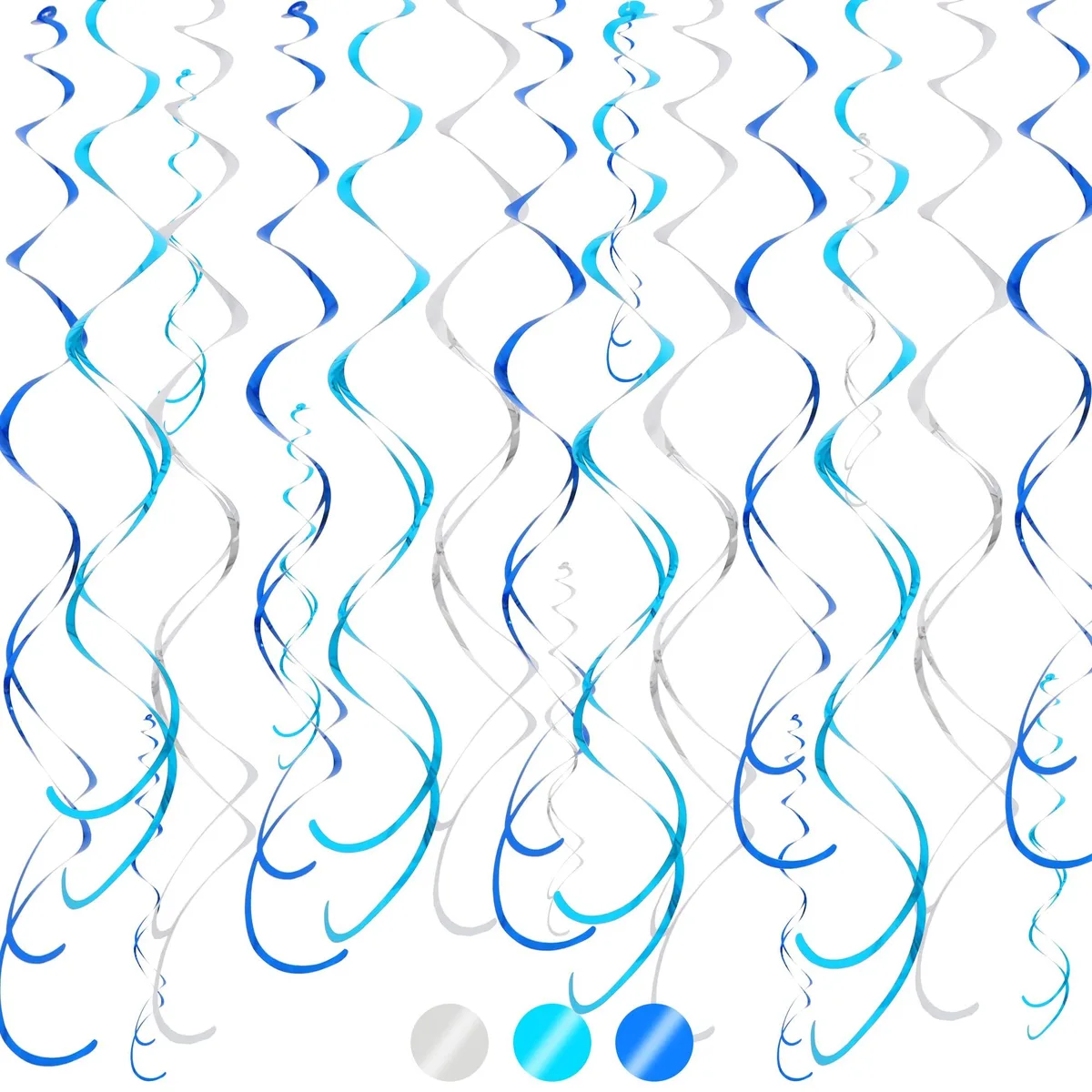 BEISHIDA Blue Navy Silver Hanging Swirls 30pcs 70cm — product photo
