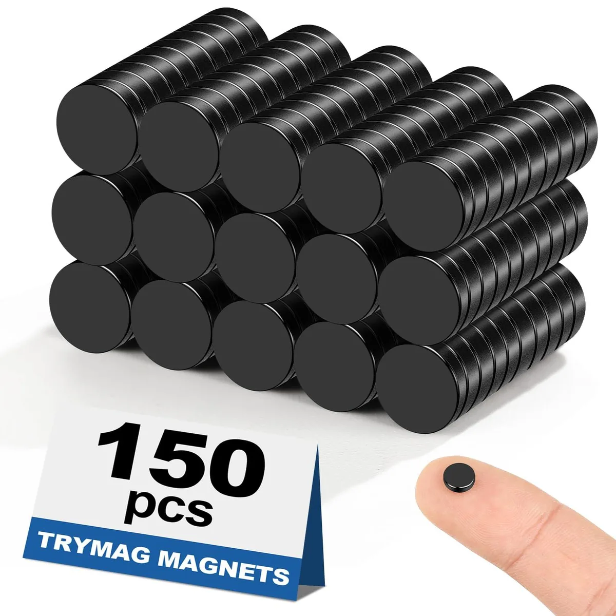 TRYMAG 150Pcs Neodymium Disc Magnets 6x2mm Black — product photo