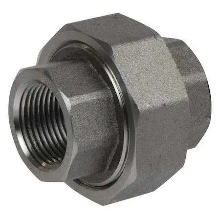 Small stainless steel threaded pipe union with hexagonal nut and female NPT ends