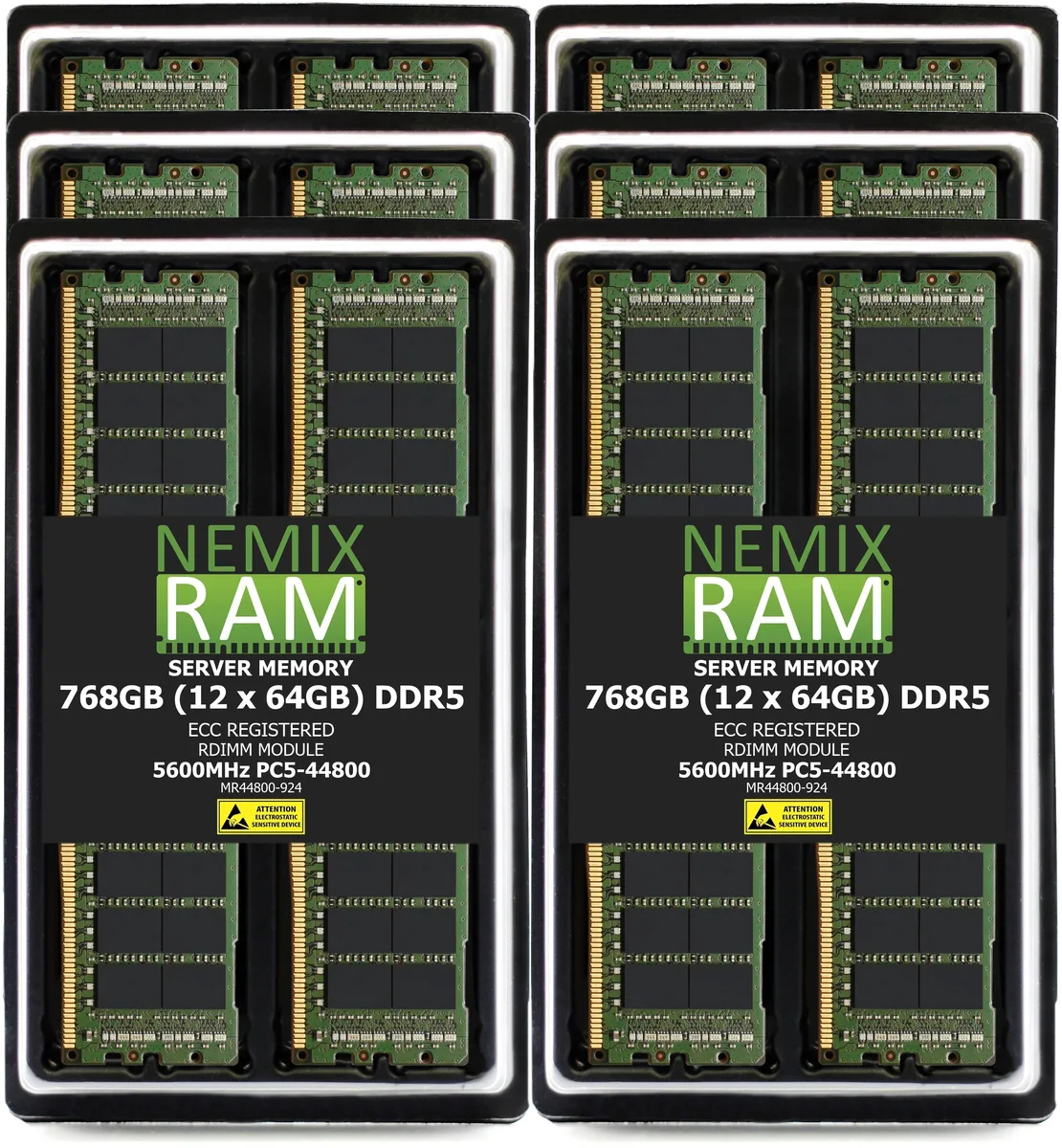 NEMIX RAM NEMIX RAM DDR5 5600 768GB 12x64GB ECC RDIMM CL46 1.1V 2Rx4 288-pin memory upgrade — product photo