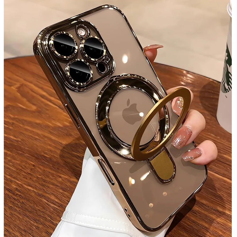  ZinLyuen Magnetic Ring Case for iPhone 16 Pro Max 6.9" Clear Gold — product photo