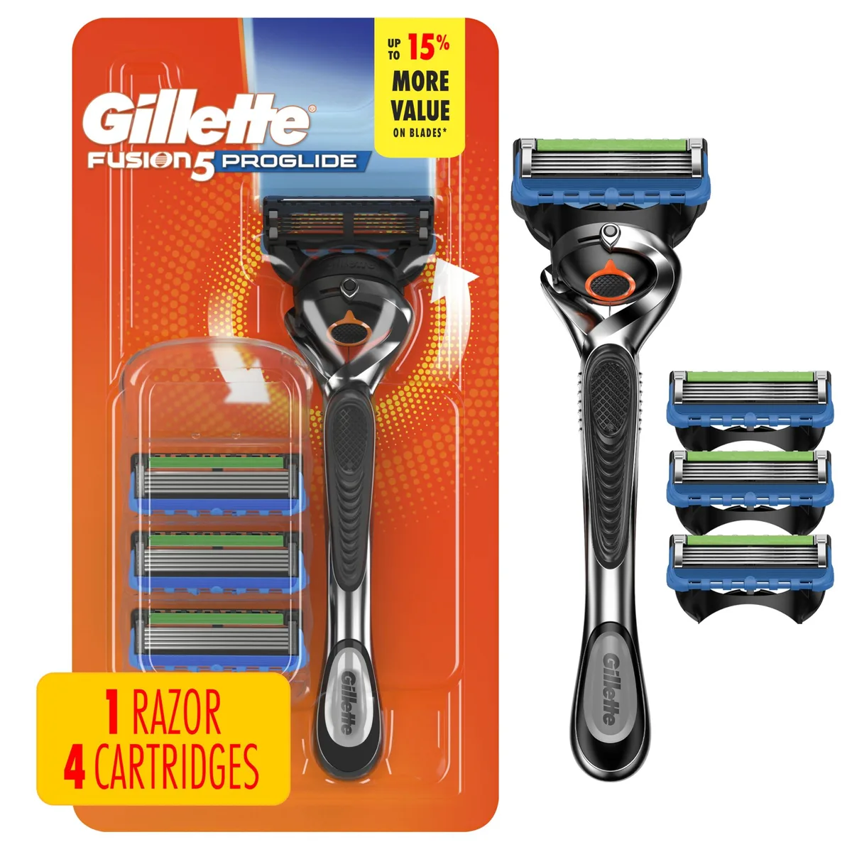 Northwest Fusion5 ProGlide Razor Handle, 4 Refills, FlexBall, Precision Trimmer, Black — product photo
