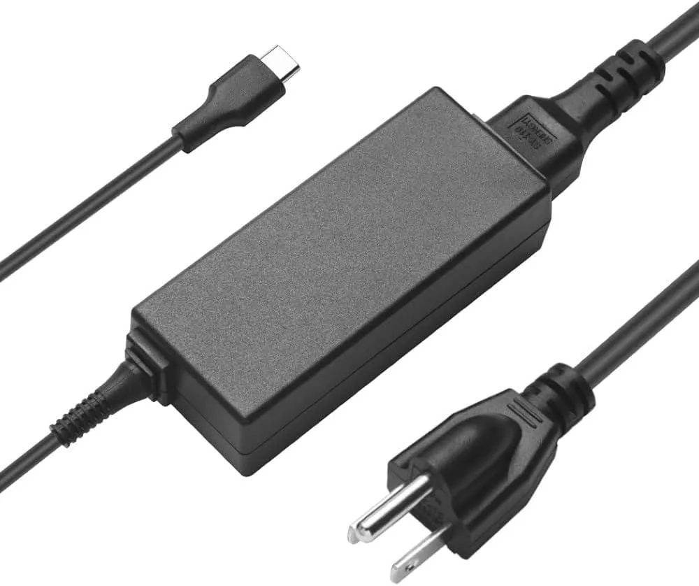 White compact USB-C power adapter with detachable cable