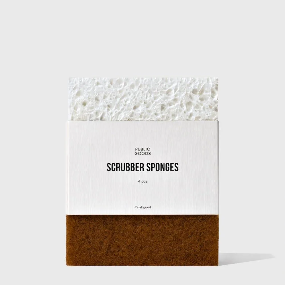 Four brown walnut scrubber sponges in a pack
