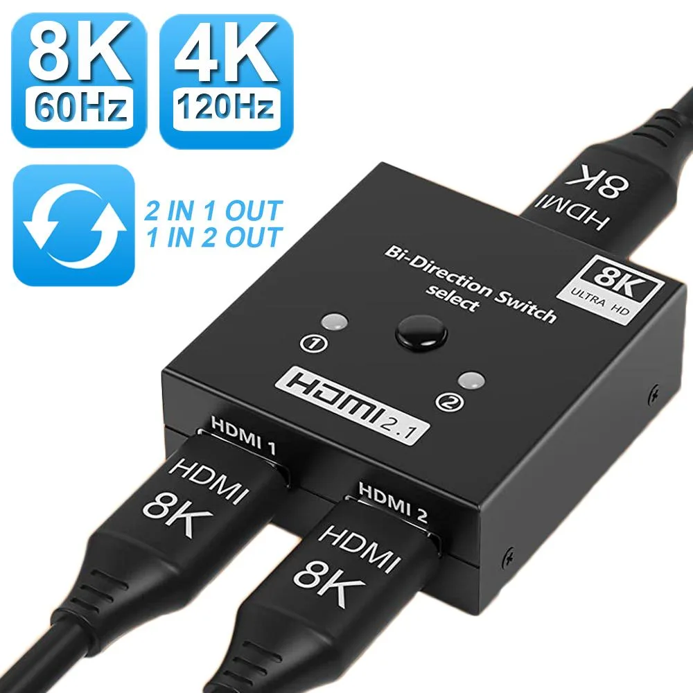 Jansicotek Jansicotek HDMI 2.1 Bi-Directional Switch 2 Port 8K@60Hz 4K@120Hz Black — product photo