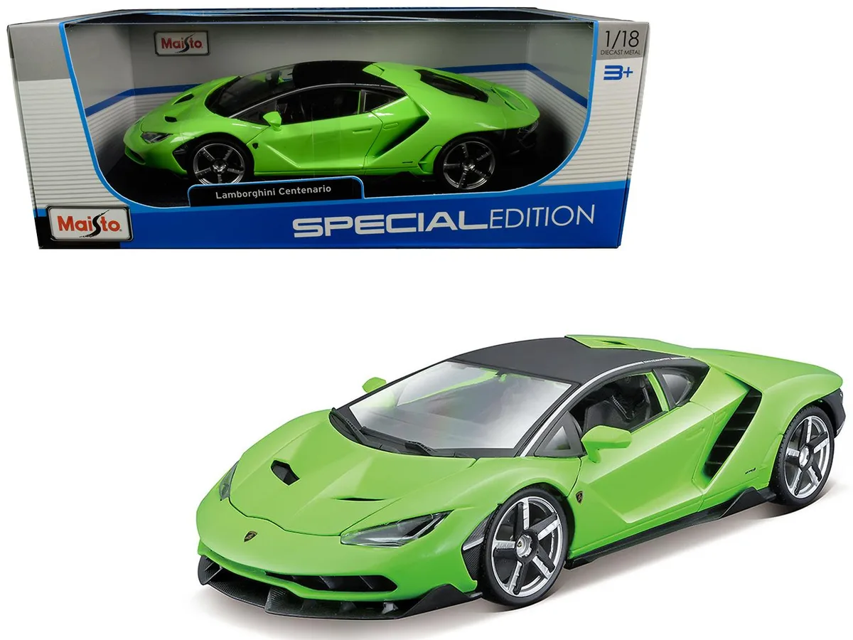 Maisto Maisto Lamborghini Centenario Lime Green Matt Black Top 1/18 Diecast Car — product photo