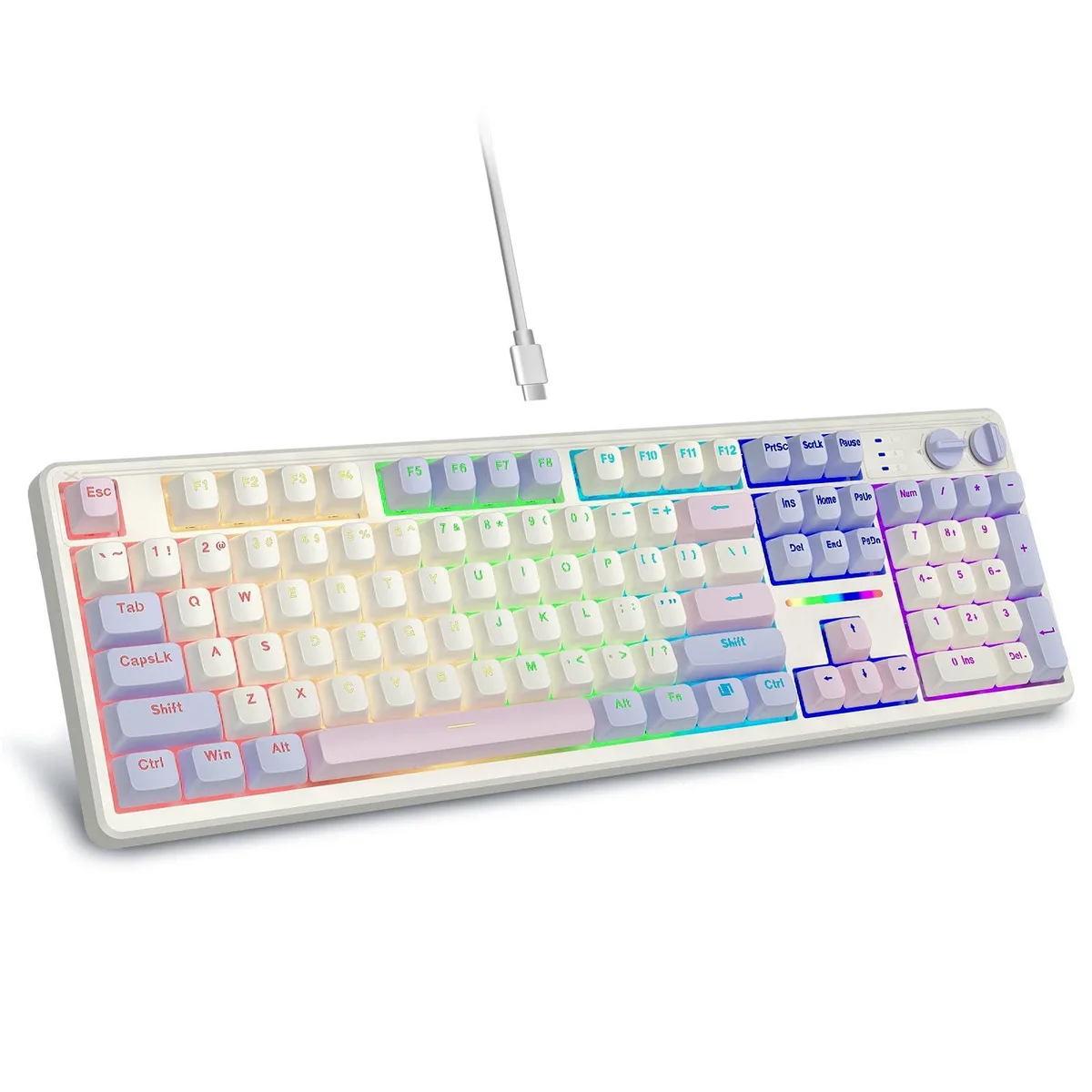  E-YOOSO Creamy Mechanical Gaming Keyboard Wired Gasket White Pink — product photo