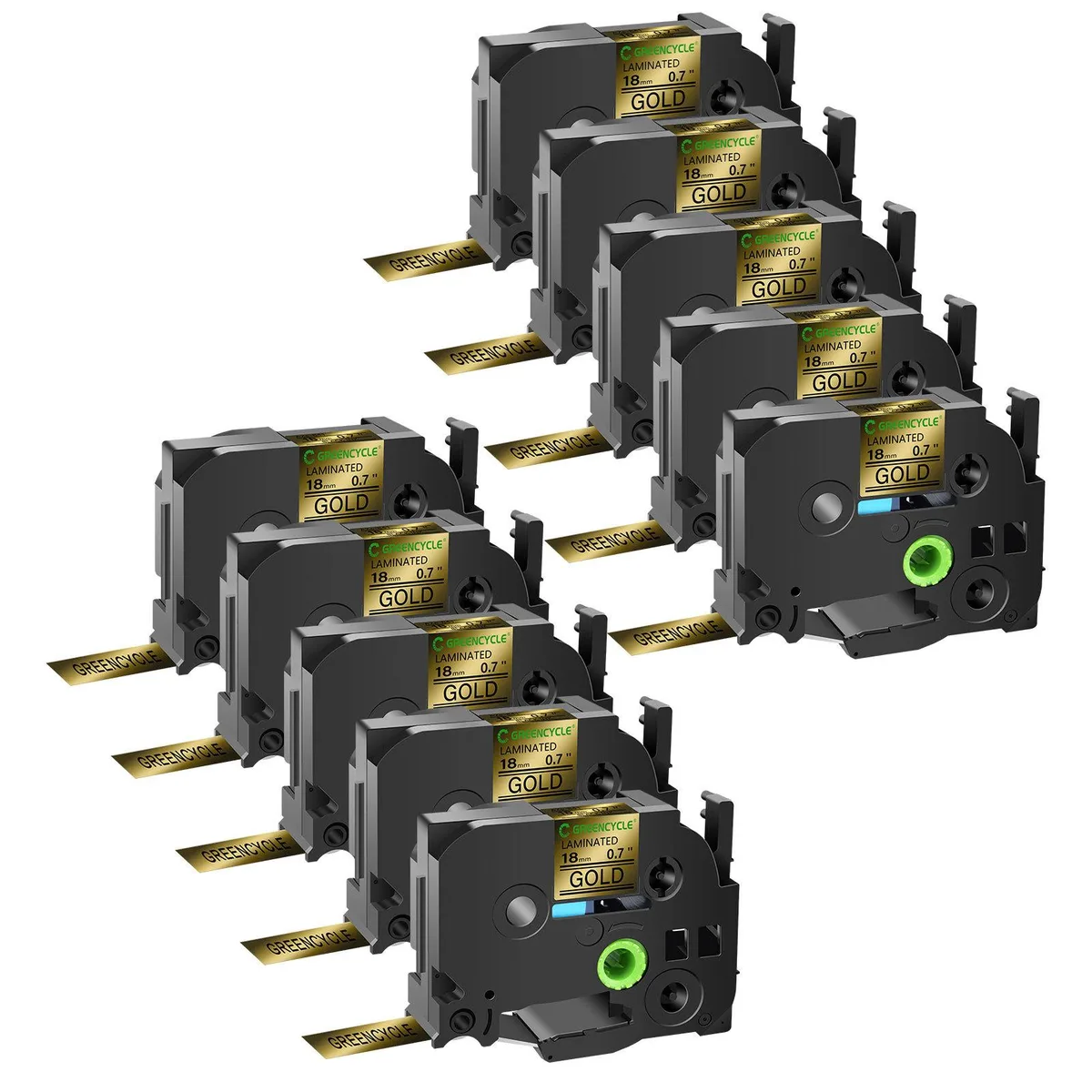 GREENCYCLE GREENCYCLE TZe-841 18mm Black on Gold Laminated Tape 20 Pack — product photo