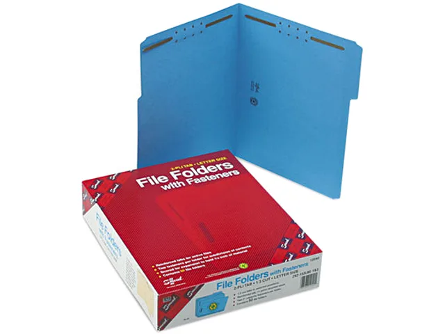 Smead Smead 12040 file folder, 1/3 cut top tab, letter, blue, 50/box, 11 pt stock — vörumynd