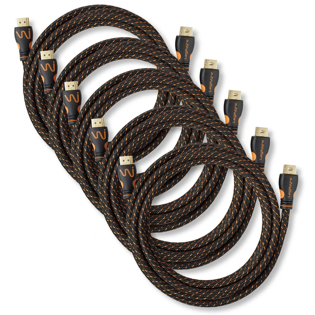 LegitWire LegitWire 10 ft HDMI 2.0 Cable 5 Pack 18Gbps 4K 60Hz Locking Head 28AWG Gold Plated — product photo
