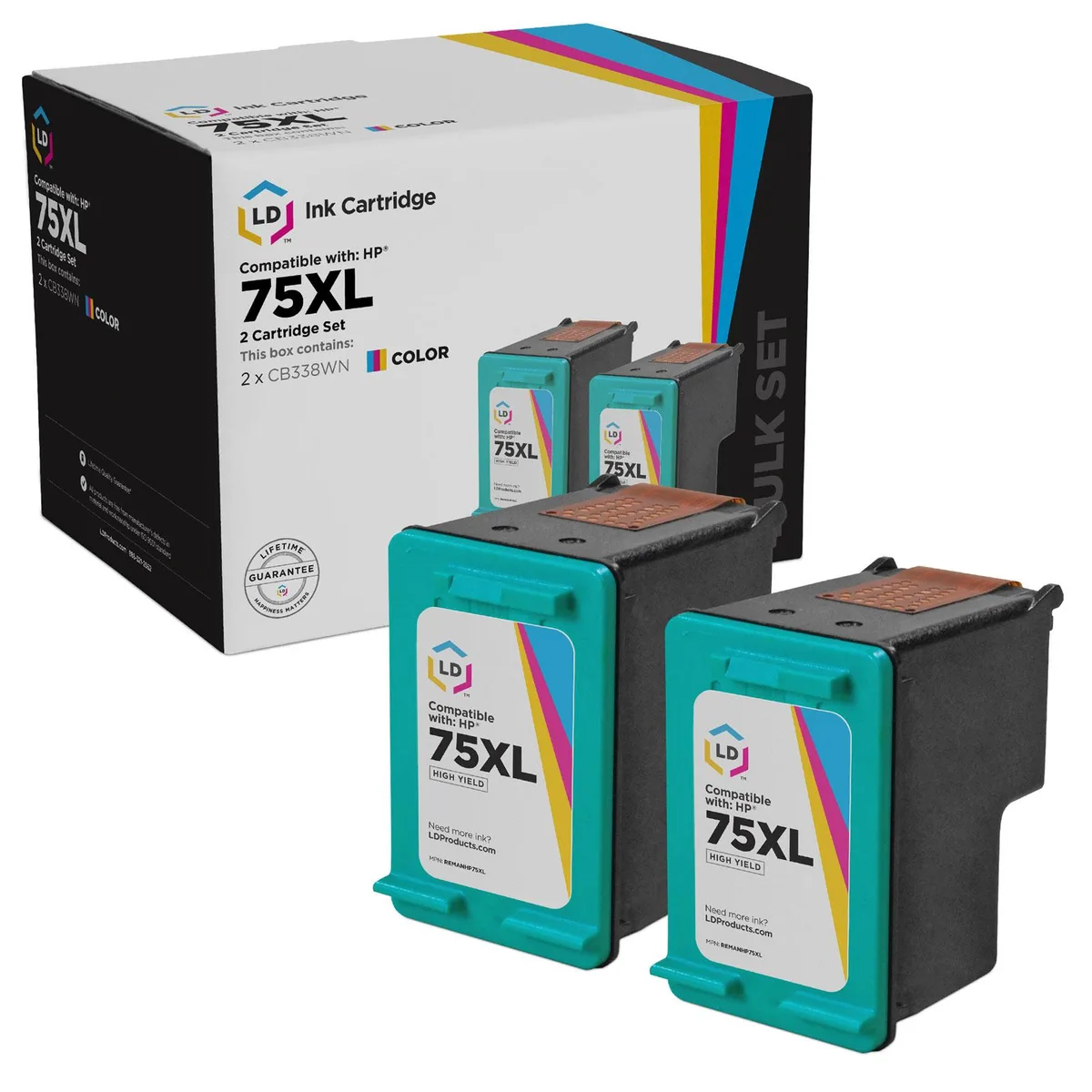 LD Products LD Products HP 75XL CB338WN Tri-Colour Ink Cartridge 2-Pack 520 Pages — product photo