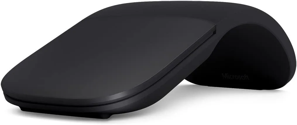 Ultra slim black Arc mouse, snaps flat for travel