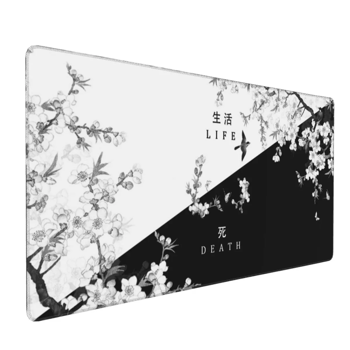 Kawani XXL Mouse Pad 35.4x15.7in Black White Cherry Blossom — product photo