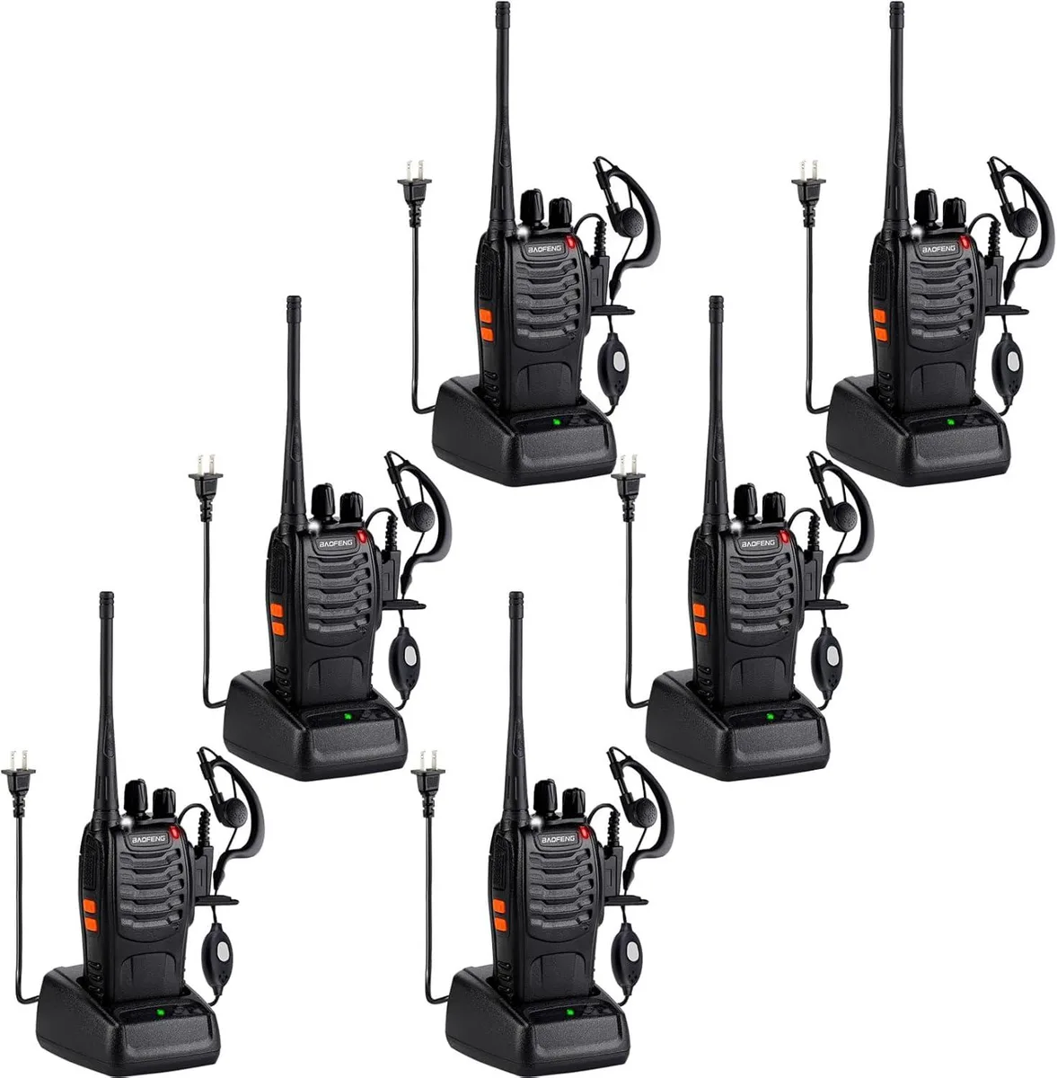 BFKK BFKK 888S two-way radio 6-pack with earpieces — product photo