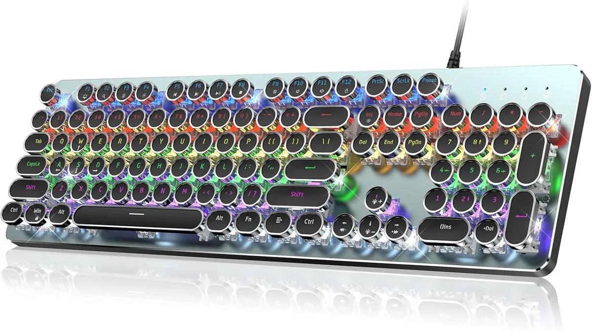 usbroway usbroway Typewriter Style Mechanical Gaming Keyboard Blue Switch 104 Keys — product photo
