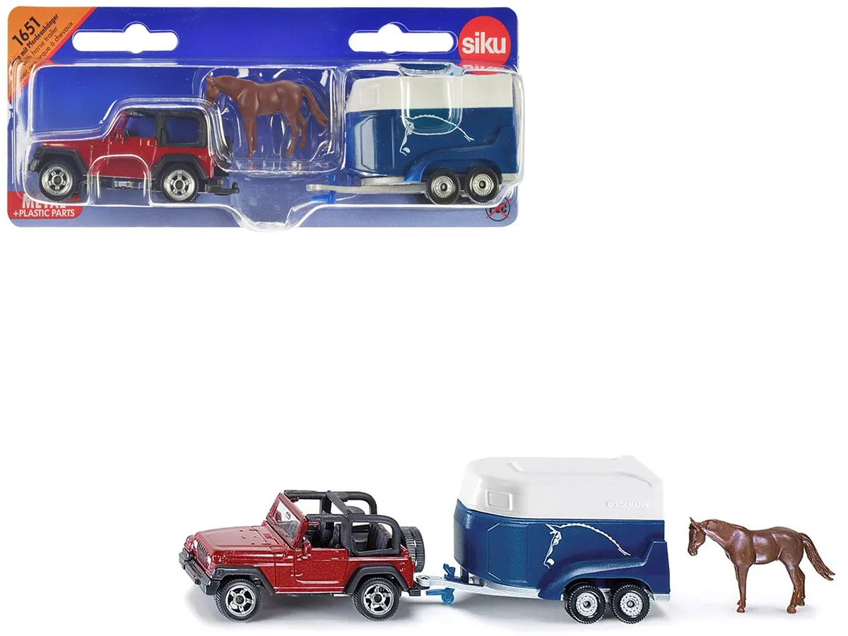 Siku Siku Jeep Red with Horse Trailer Blue 2.75 in — product photo