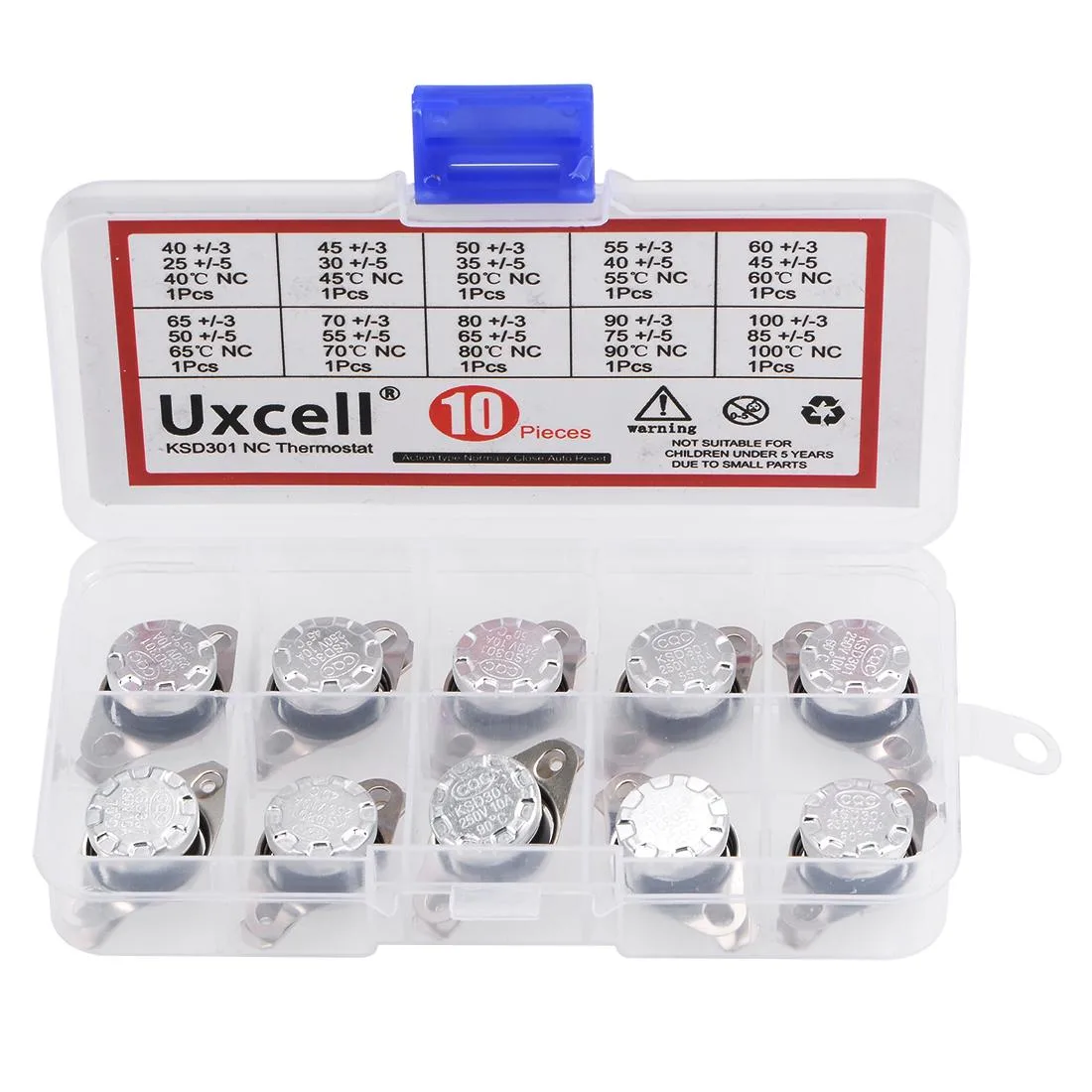 Unique-Bargains Unique-Bargains KSD301Action Thermostat Kit 10pcs NC 40-100°C 6.3mm — product photo