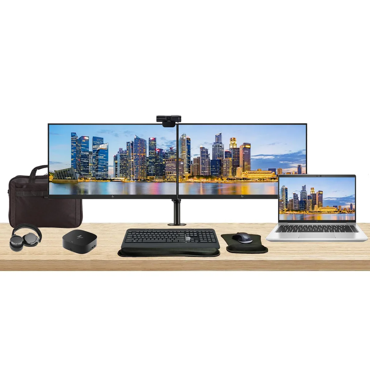 HP HP EliteBook 640 G10 Touchscreen 14" i7-1365U 16GB 512GB Bundle with 2×24" Monitors, Dock, Peripherals — product photo