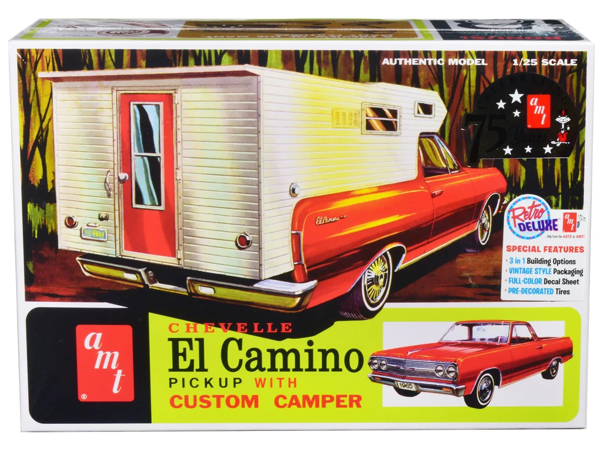 AMT AMT 1965 Chevrolet El Camino with Camper 3-in-1 1/25 Scale Model Kit — product photo