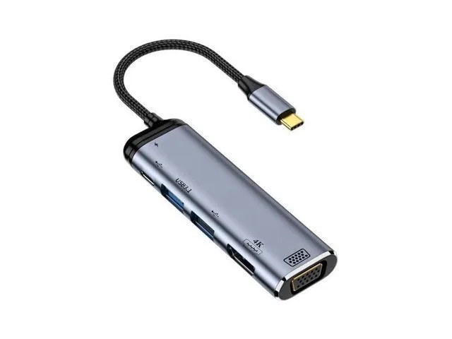LORDWORLD LORDWORLD USB-C to HDMI VGA Dual USB 3.0 Hub PD 100W 4K 60Hz 1080p — product photo