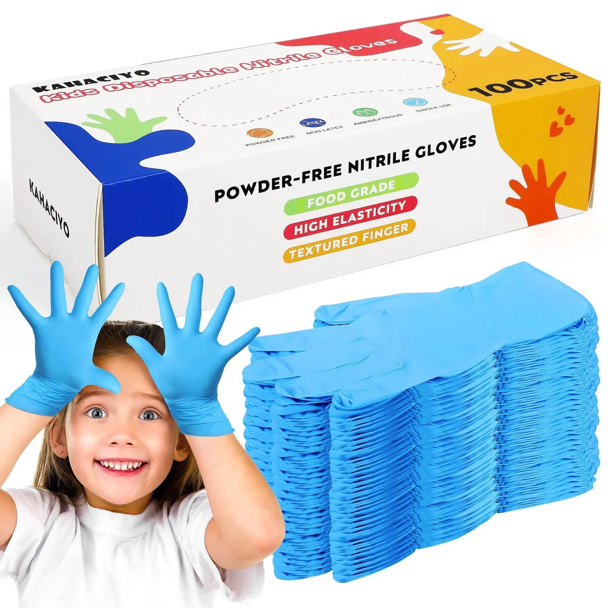  Vibe KG005 Kids Nitrile Gloves 100 PCS Ages 7-14 — product photo