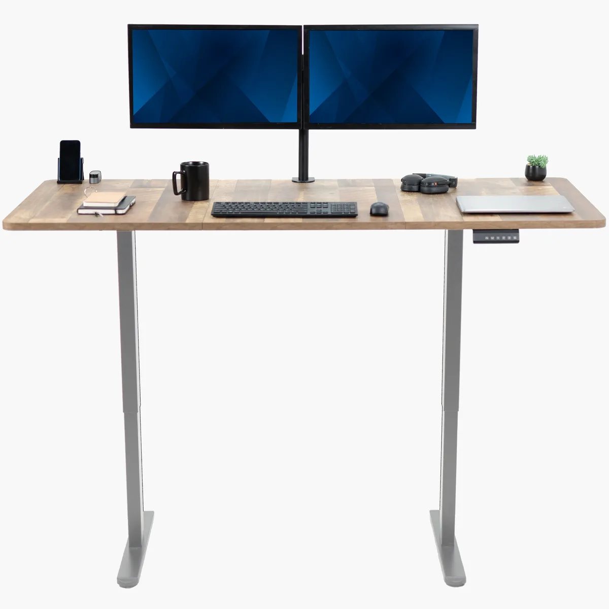 VIVO VIVO 71 x 30 Electric Dual Motor Standing Desk Reclaimed Wood Top Gray Frame — product photo