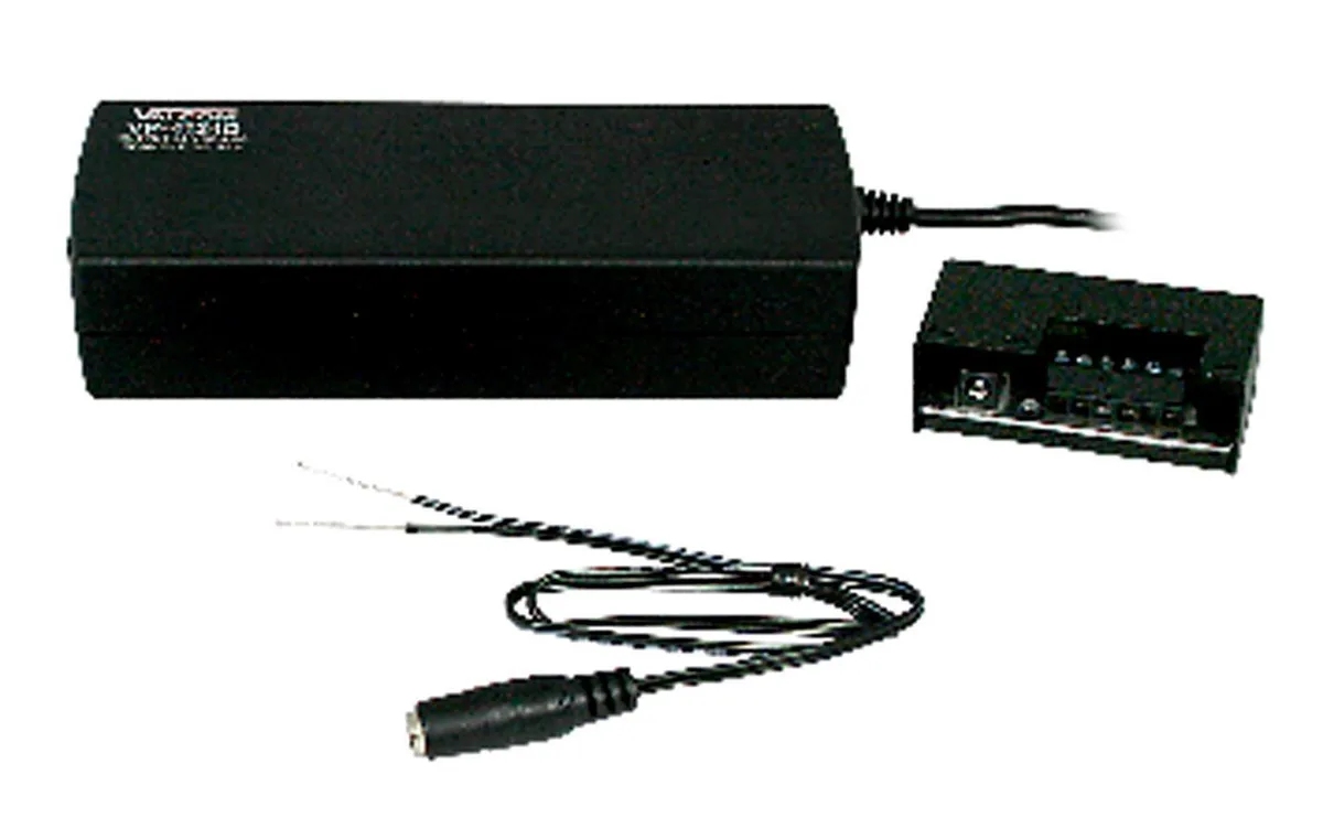 Valcom power supply unit, wall or rack mountable, compact metal enclosure, barrel plug and screw terminals, 100-240 V