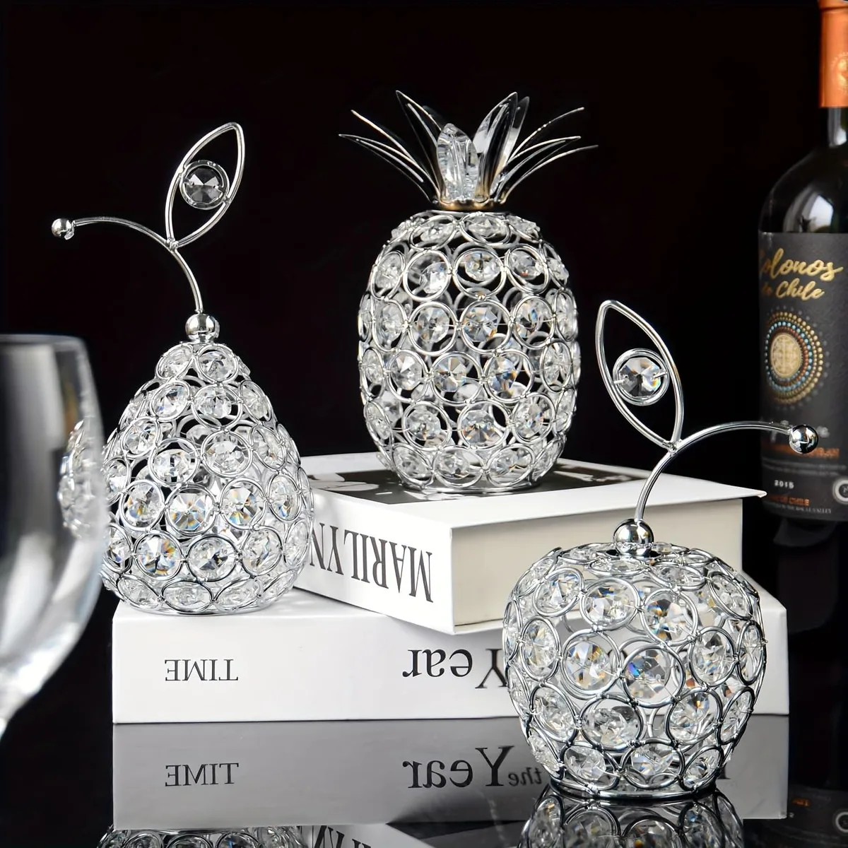 Baldwin Crystal Fruit Candle Holders Silver Set of 3 — product photo