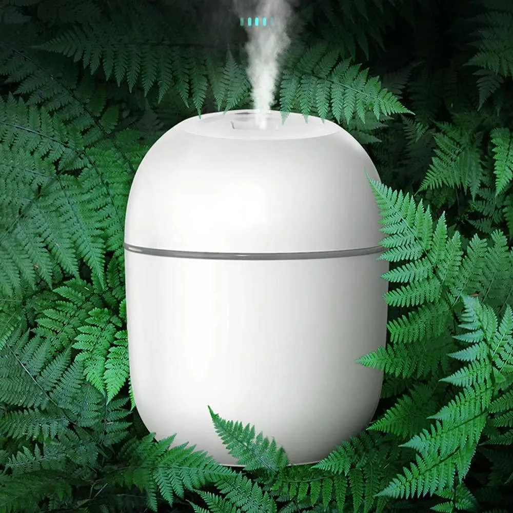 Small white USB humidifier with 4.7in cotton tube and LED light