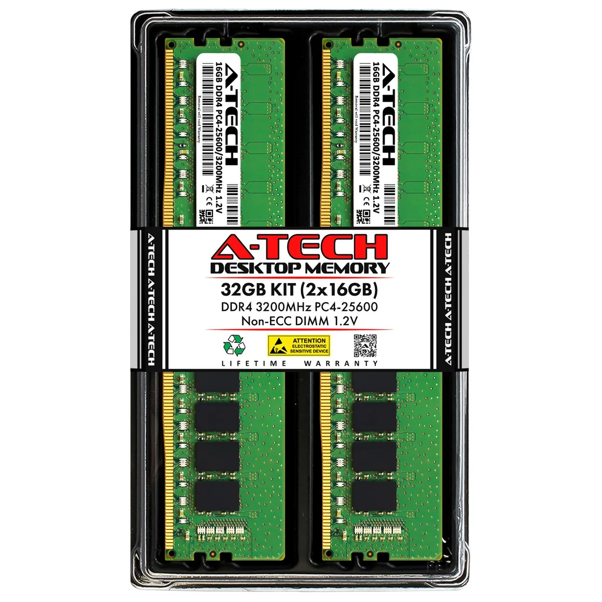 A-Tech A-Tech 32GB (2x16GB) DDR4 3200MHz CL22 desktop RAM — product photo