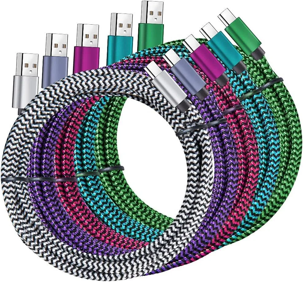 Kootion Kootion USB-C Cable 5-Pack 6ft Nylon Braided 3A 480Mbps 10000+ Bends — product photo
