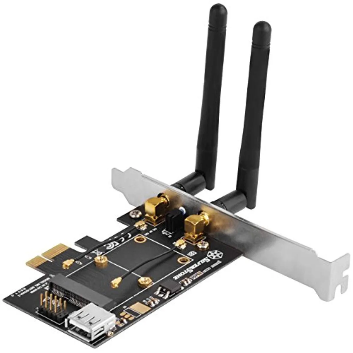 Silverstone Silverstone ECWA2-LITE PCIe Wi-Fi adapter with 2 dual-band MIMO antennas — product photo