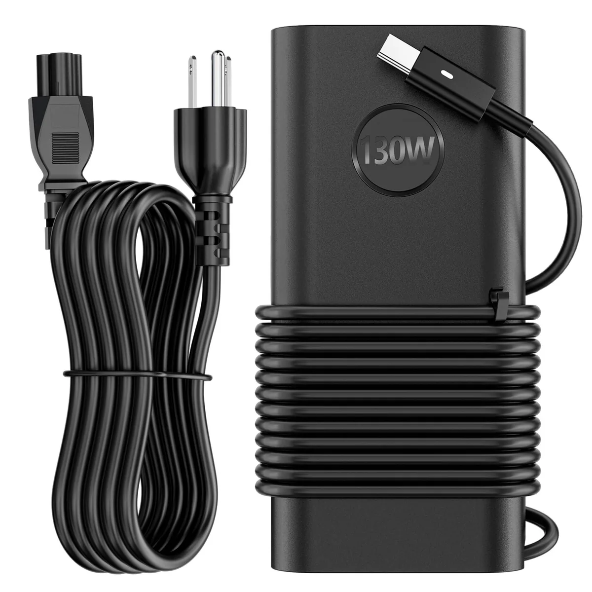 Black rectangular USB-C power adapter with detachable cord