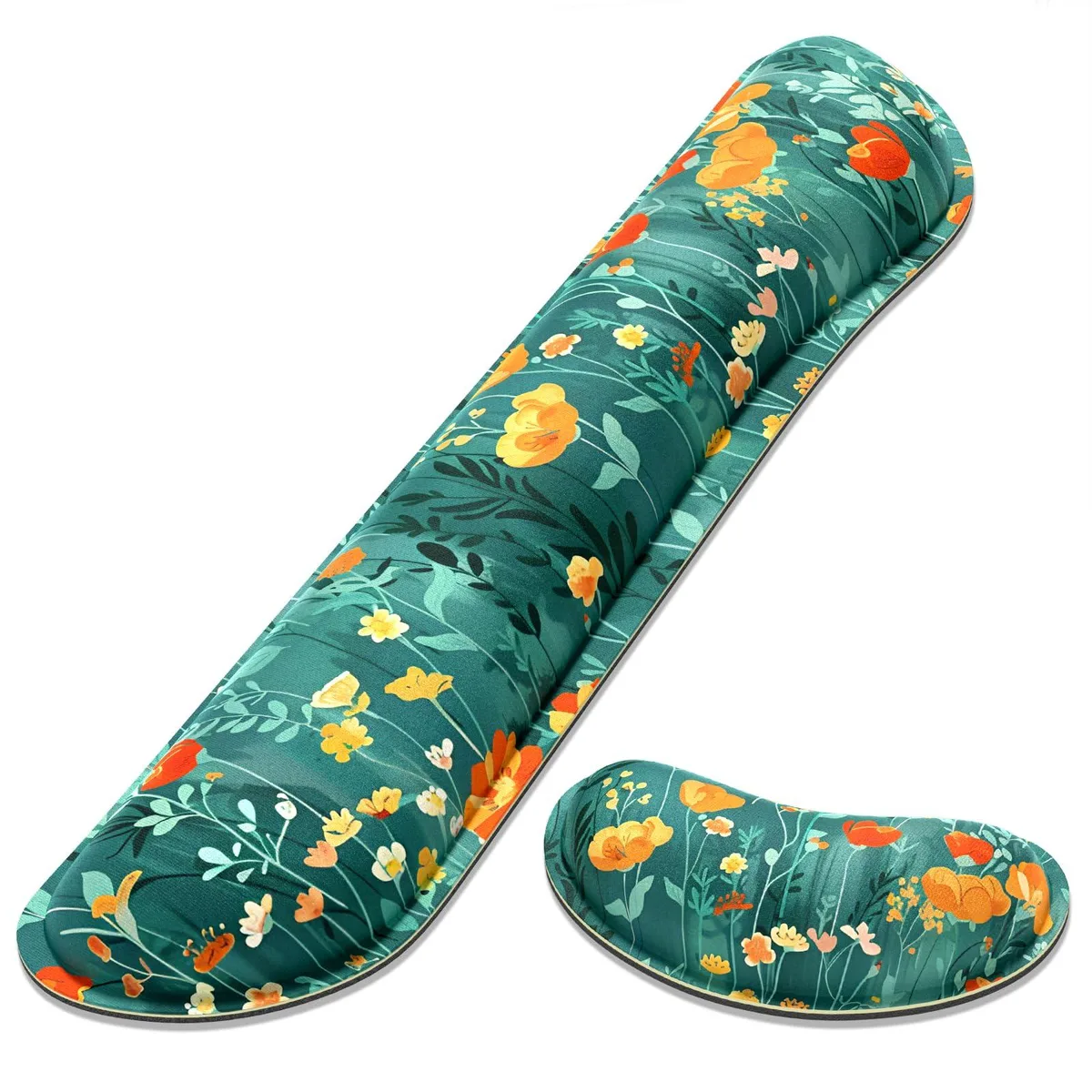  Keychron JPDTZ-Gentle Forest Flowers Wrist Rest Set 17 x 3.6 in + 6.3 x 3.25 in Memory Foam Black — product photo
