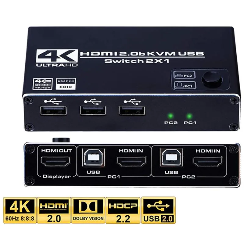 Jansicotek Jansicotek OZK1 2-port HDMI KVM switch 4K 60Hz USB 2.0 — product photo