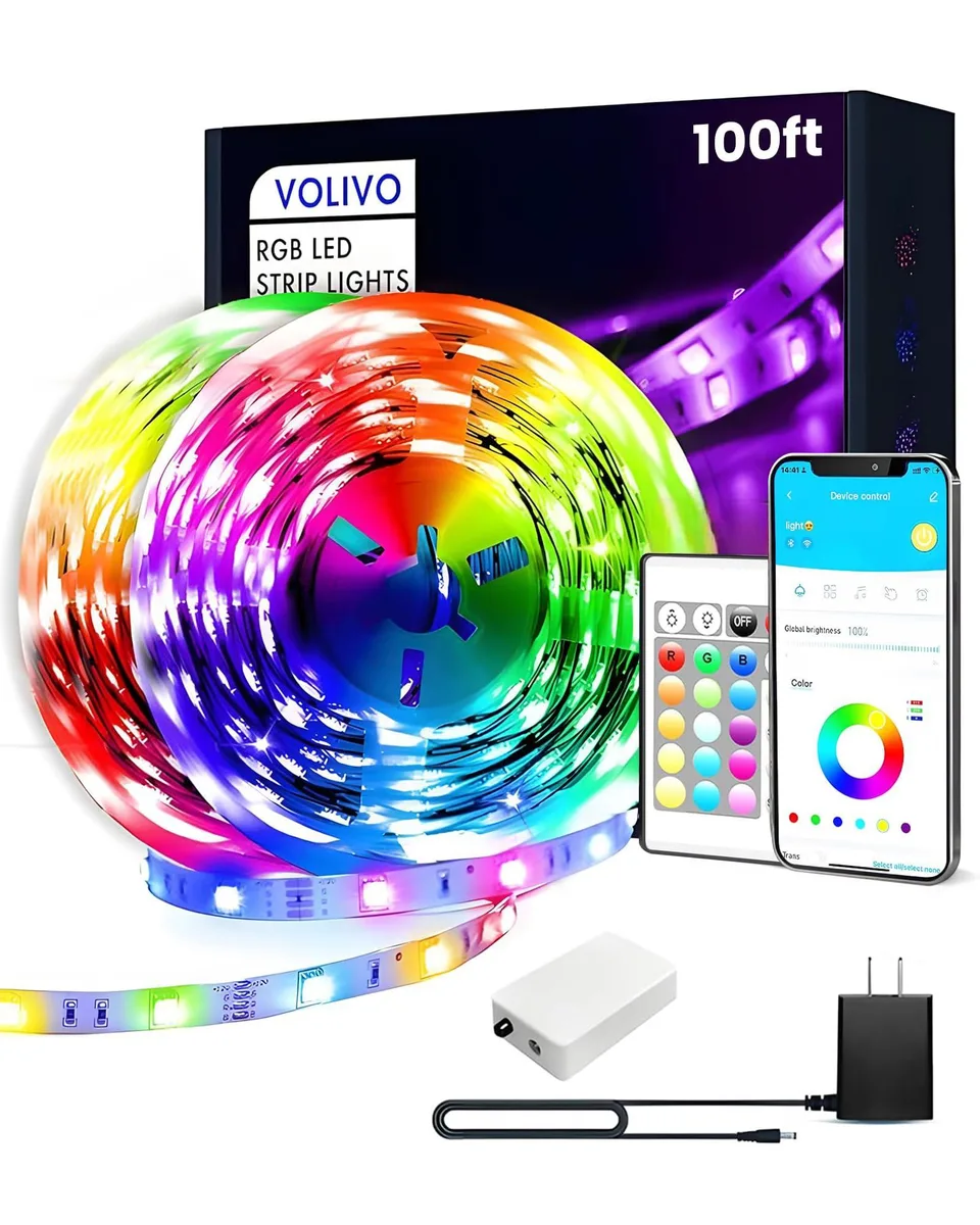 Rosewill VOLIVO 100 ft red LED string on blue wire, 200 lights, indoor use