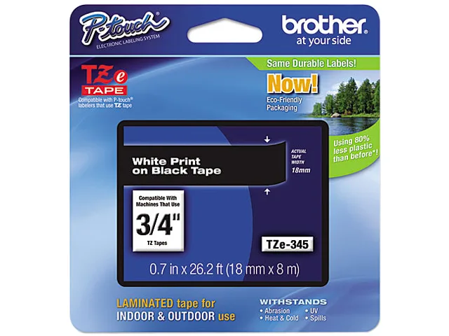 Brother Brother TZE345 pos accessory 18 mm x 8 m white on black — product photo