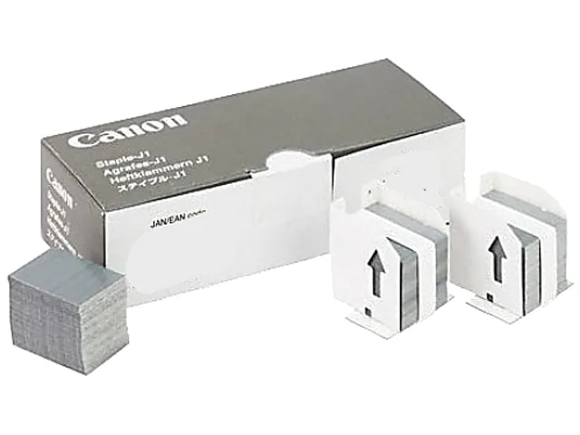 Three rectangular staple cartridges in a white box