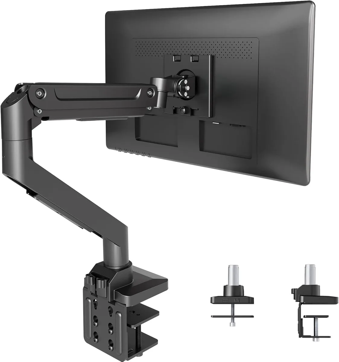 BFKK BFKK Single Monitor Arm 49" 44.4 lbs Gas Spring Clamp Grommet VESA 75 100 Black — product photo