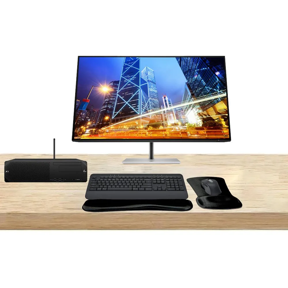HP HP Z2 SFF G9 i7-14700 16GB DDR4 512GB SSD 32" 4K Monitor MK650 T2U Plus WiFi Gel Pad — product photo