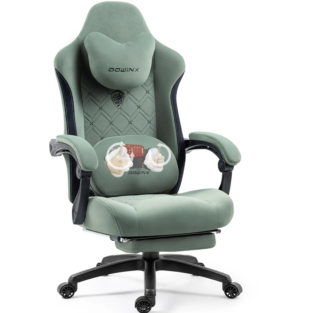 Dowinx Dowinx LS-MB38 Gaming Chair Green Fabric 350 lb 90°-135° — product photo