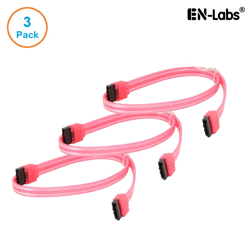 EN-Labs EN-Labs 3PKSATAIII18RD 3-pack SATA cable UV Red 18 inch — product photo