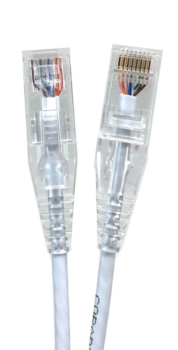 Micro Connectors Micro Connectors 10 ft CAT6A 10Gbps Ultra Slim Ethernet Cable White 5-Pack 28 AWG — product photo