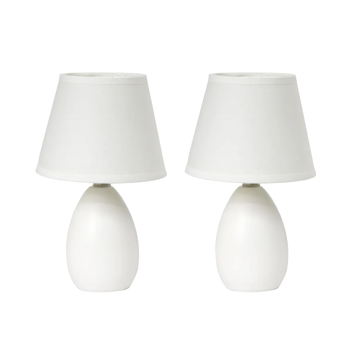 Mini oval ceramic base lamp with matching fabric shade, 9.45 inches tall