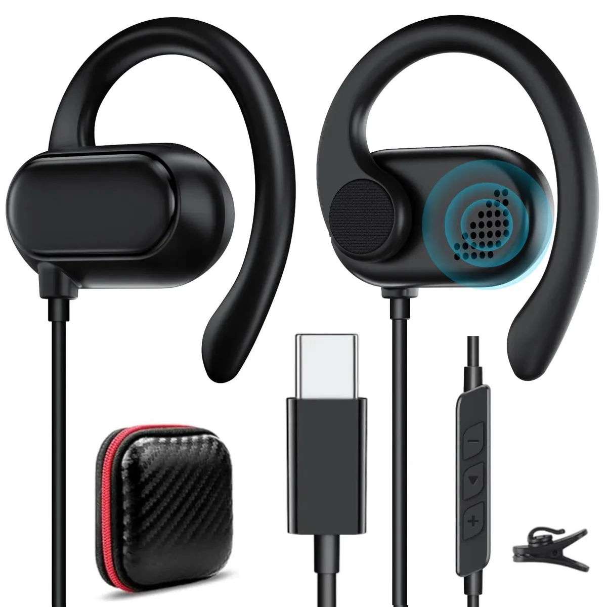 TOPAUX Topaux000025 Open Ear USB-C Headphone Adjustable Hook Black 32 ohm 0.059 kg — product photo