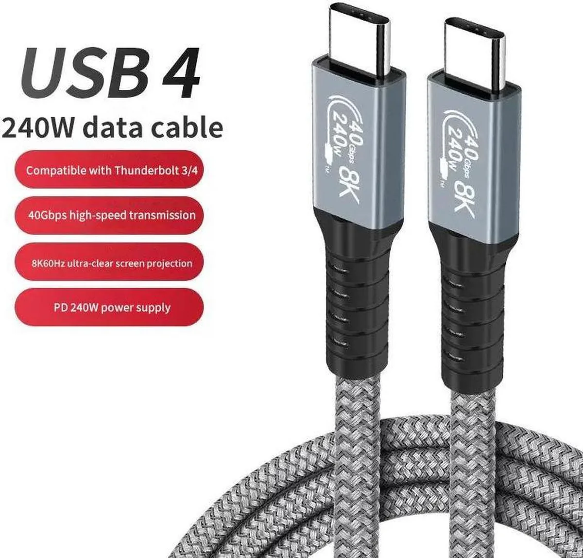 SMUGDESK SMUGDESK USB4 Cable Thunderbolt 4 Certified 5 ft 240W 40Gbps 8K@60Hz — product photo
