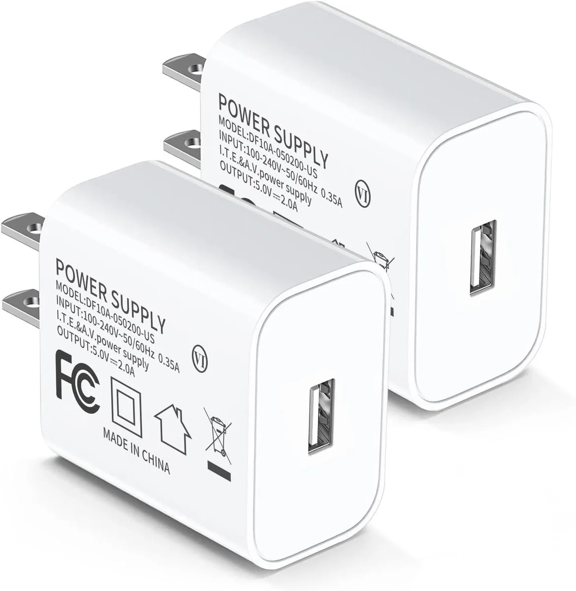 No Sew No Sew USB Wall Charger 2-Pack 5V 2A 100-240V — product photo