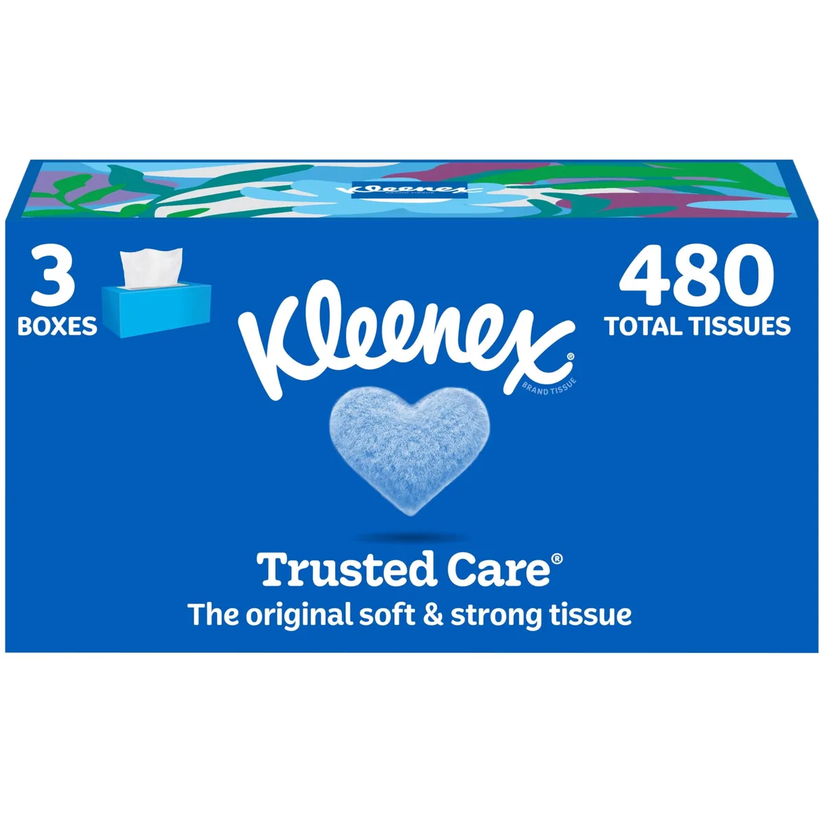  Kleenex Trusted Care Facial Tissues 3 Flat Boxes 160 Tissues 2-Ply 480 Total — product photo